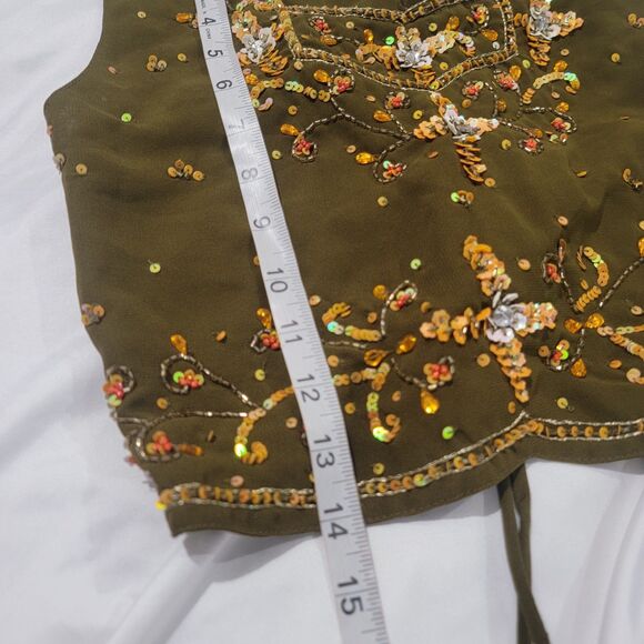 Brisa Womens Top Size Xs Green Beaded Sequin‎ Fairy Ren Faire India - Picture 6 of 6